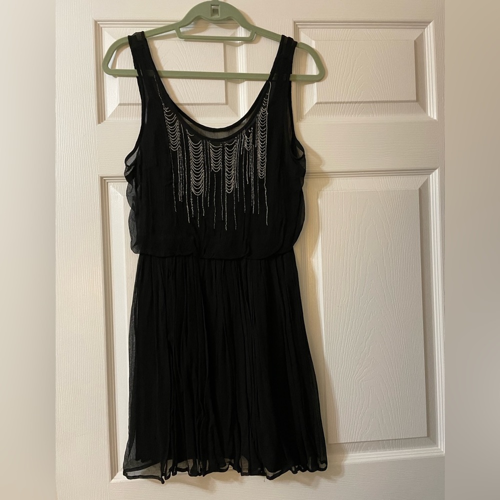 Tracy Reese Black Swingy with Silver Chain Bodice Embellishments, New with Tags